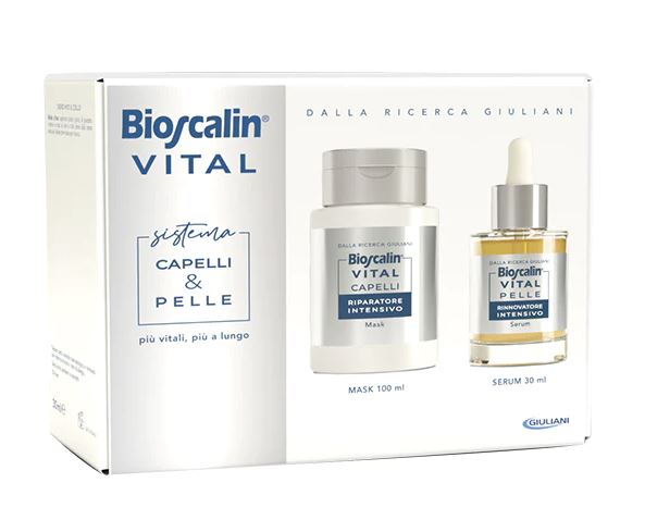 BIOSCALIN VITAL SISTEMA CAPELLI & PELLE MASCHERA CAPELLI + SIERO RIGENERANTE VISO 30 ML + MASCHERA 100 ML - farmaciabianca.it