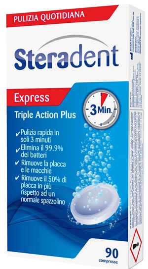 STERADENT TRIPLE ACTION PLUS 90 COMPRESSE PULENTI - farmaciabianca.it