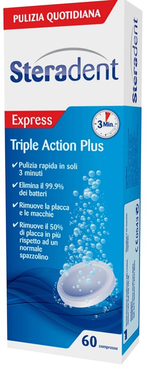 STERADENT TRIPLE ACTION PLUS 60 COMPRESSE PULENTI - farmaciabianca.it