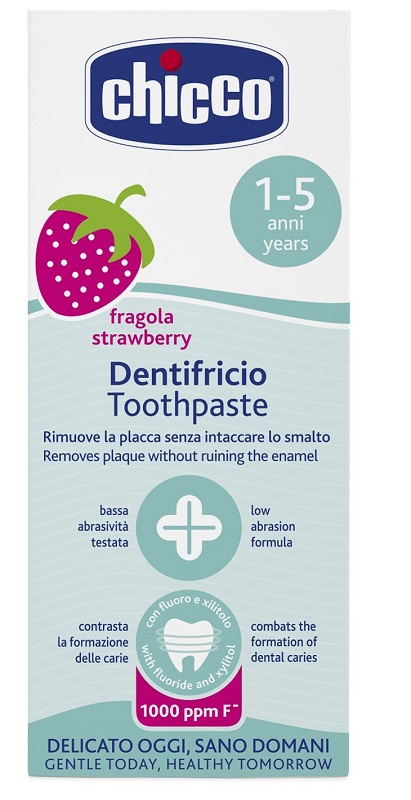 CHICCO DENTIFRICIO FRAGOLA 50 ML 12M+ CON FLUORO - farmaciabianca.it