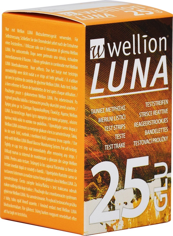 WELLION LUNA 25 STRIPS STRISCE PER MISURAZIONE GLICEMIA - farmaciabianca.it
