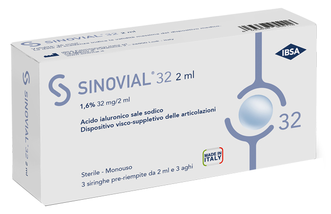 SIRINGA INTRA-ARTICOLARE SINOVIAL 32 ACIDO IALURONICO 1,6% 32 MG/2 ML 1 FS + AGO GAUGE 21 3 PEZZI - farmaciabianca.it