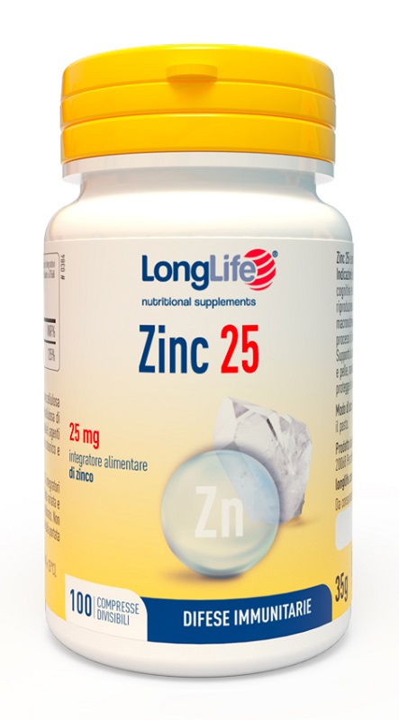 LONGLIFE ZINC 25 MG 100 COMPRESSE DIVISIBILI - farmaciabianca.it