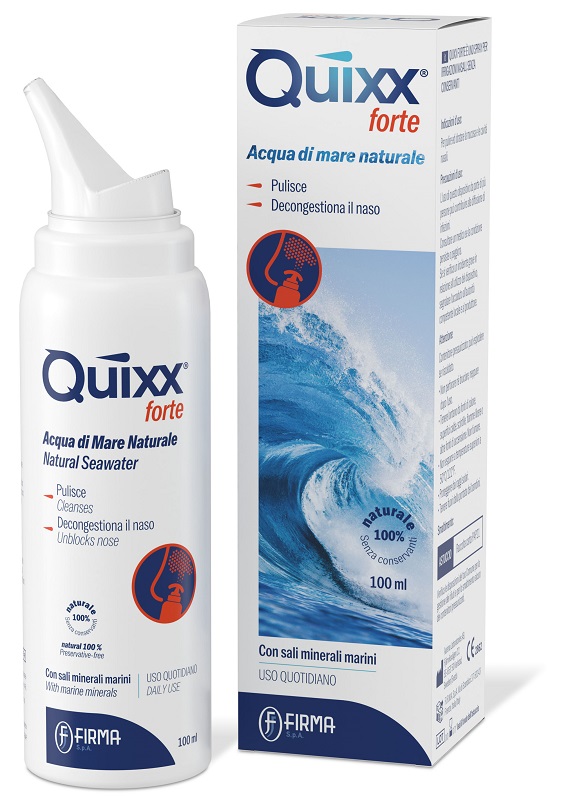 SOLUZIONE SPRAY PER IRRIGAZIONI NASALI QUIXX FORTE ACQUA MARINA IPERTONICA 100 ML - farmaciabianca.it