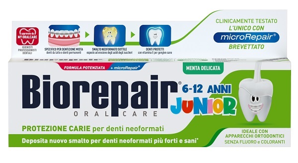 BIOREPAIR ORAL CARE JUNIOR 6-12 ANNI DENTIFRICIO PROTEZIONE ANTI CARIE SMALTO NEOFORMATO ALLA MENTA DELICATA 75 ML - farmaciabianca.it