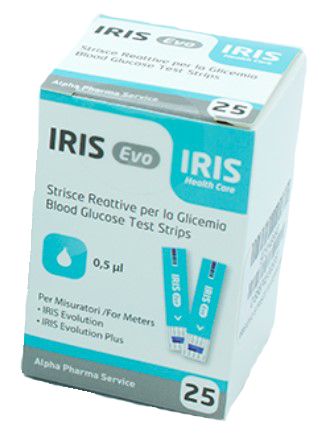 STRISCE MISURAZIONE GLICEMIA IRIS EVO 25 PEZZI - farmaciabianca.it