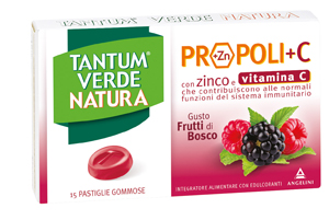 TANTUM VERDE NATURA PROPOLI+C CON ZINCO E VITAMINA C 15 PASTIGLIE GOMMOSE GUSTO FRUTTI DI BOSCO - farmaciabianca.it