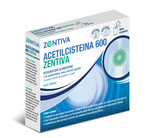 ACETILCISTEINA 600 ZENTIVA 10 BUSTINE BIPARTITE GUSTO TROPICAL - farmaciabianca.it